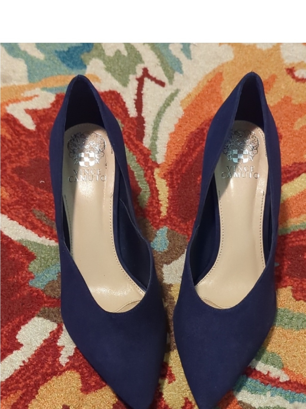 Vince Camuto Navy Pointed-Toe Suede Pumps